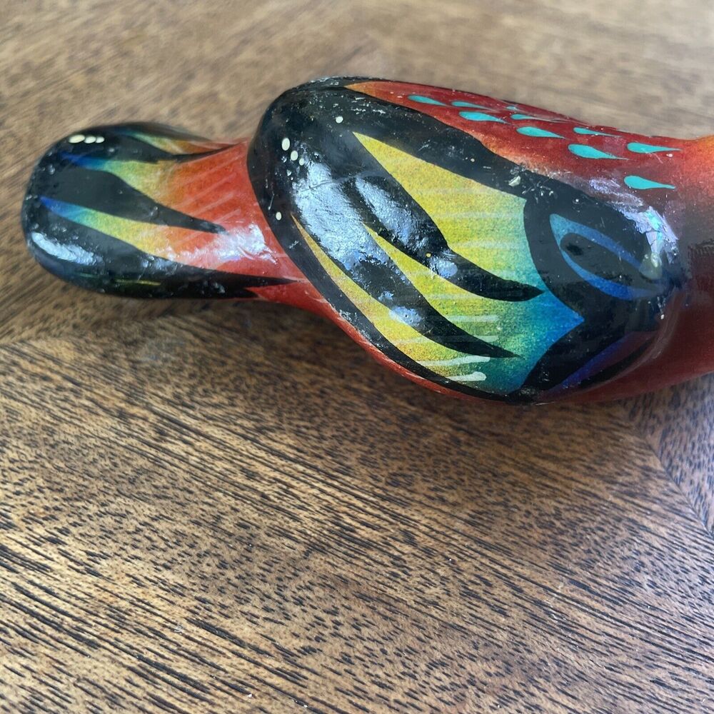 Vtg Hand Painted Folk Art Ceramic Bird Toucan 5” Colorful Mexican READ No Hanger - Picture 5 of 11